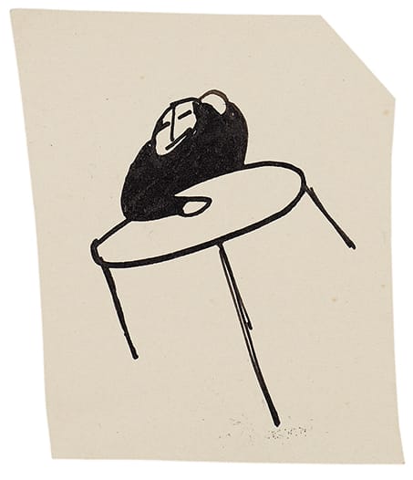 Figures cut out of the sketchbook, ca. 1901–ca. 1907; India ink on paper; 6.4 × 5.5 cm. Drawings by Franz Kafka. The Literary Estate of Max Brod, National Library of Israel, Jerusalem. Photos: Ardon Bar Hama.