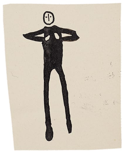 Figures cut out of the sketchbook, ca. 1901–ca. 1907; India ink on paper; 6.4 × 5.2 cm. Drawings by Franz Kafka.